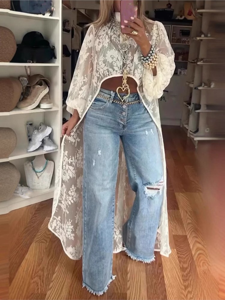 Lady Fashion Lace Shirt Top Ca – Summer Clothing Holiday recenzja i cena