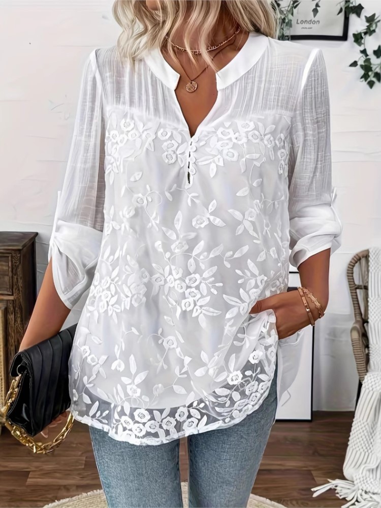 Modna biała koronkowa koszula  – Summer Clothing Holiday recenzja i cena