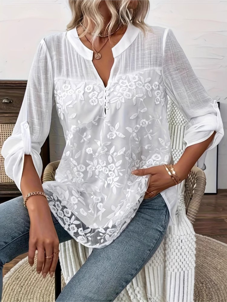 Modna biała koronkowa koszula  – Summer Clothing Holiday recenzja i cena