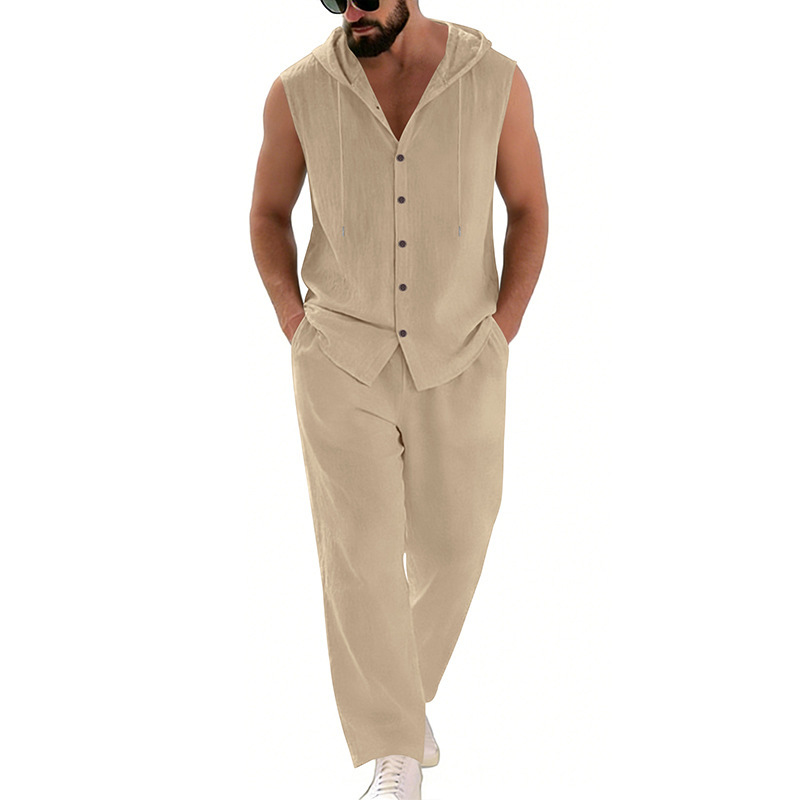 Męski lniany komplet casualowy – Summer Clothing Men recenzja i cena